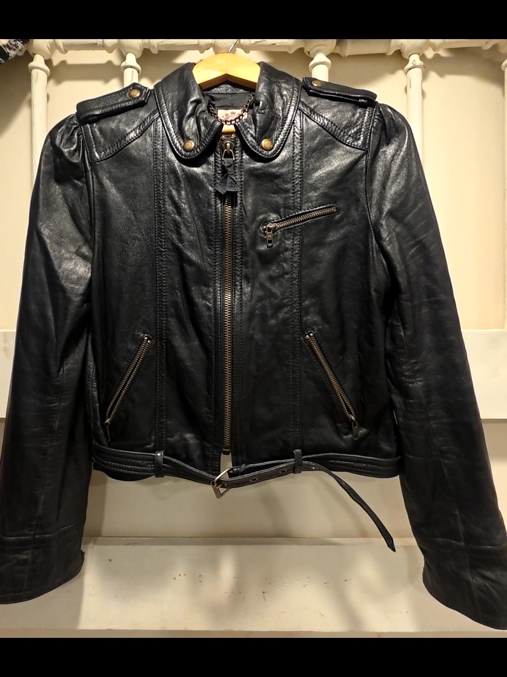 Rare Y2K Juicy Couture Black Leather Moto Jacket